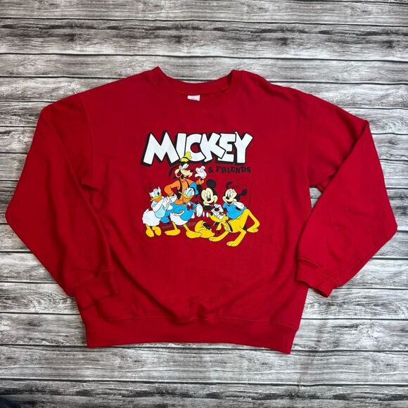 Disney Micky and Friends Women's Red Pullover Sweatshirt M Med Medium 7-9 Crew - Picture 12 of 13